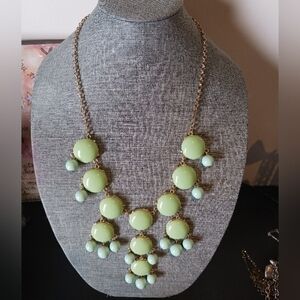 Pastel Green Statement Necklace Resin - Pre-loved (26"-30")